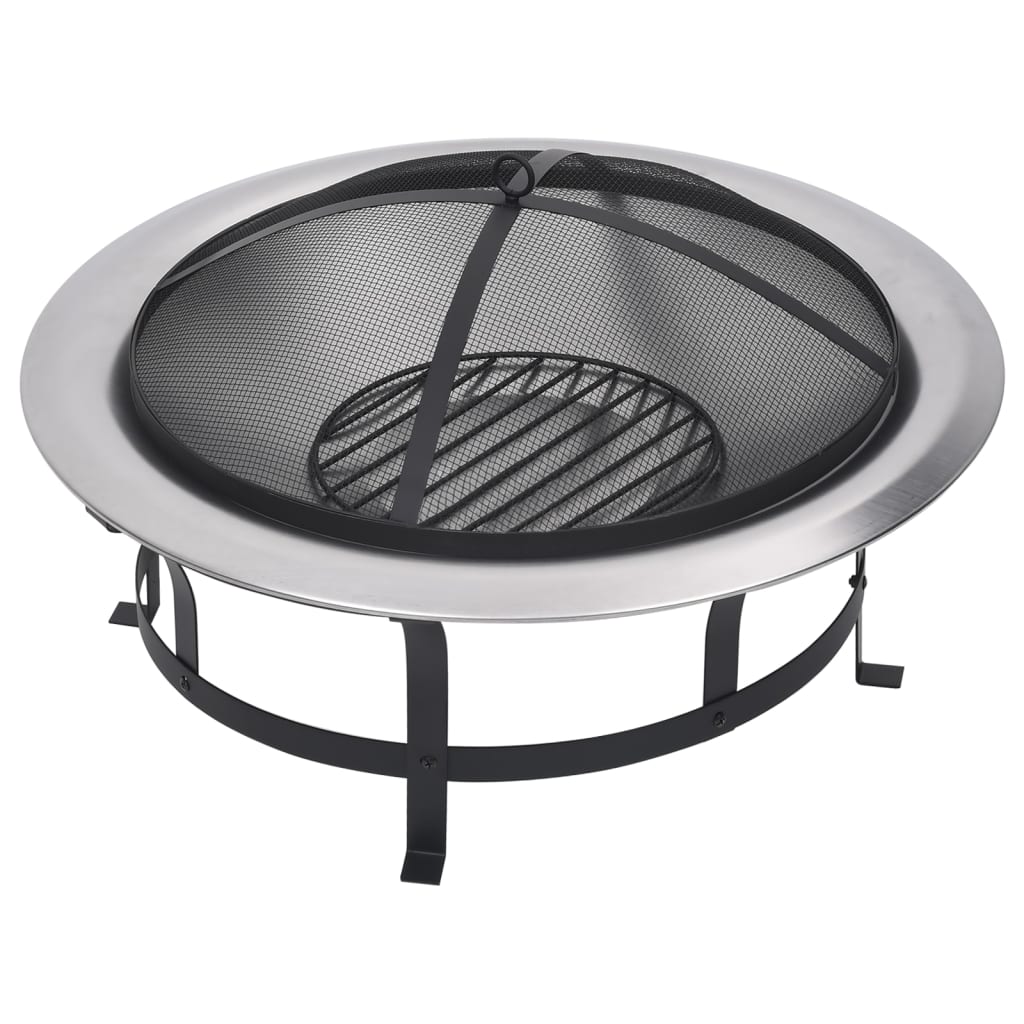 Vatră De Foc De Exterior Cu Grătar, 76 Cm, Oțel Inoxidabil