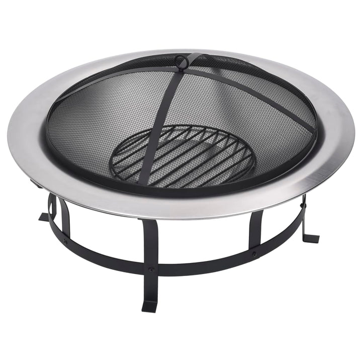 Vatră De Foc De Exterior Cu Grătar, 76 Cm, Oțel Inoxidabil