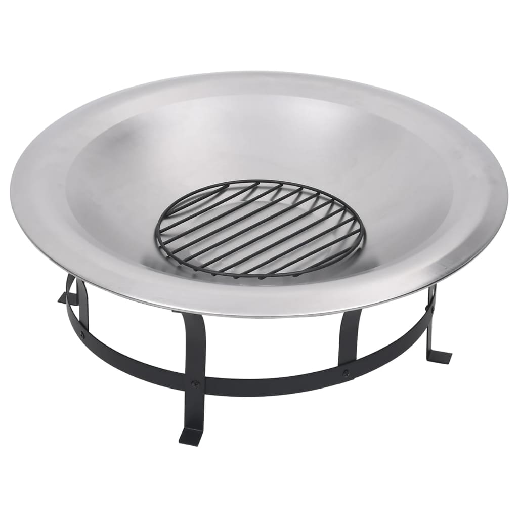 Vatră De Foc De Exterior Cu Grătar, 76 Cm, Oțel Inoxidabil