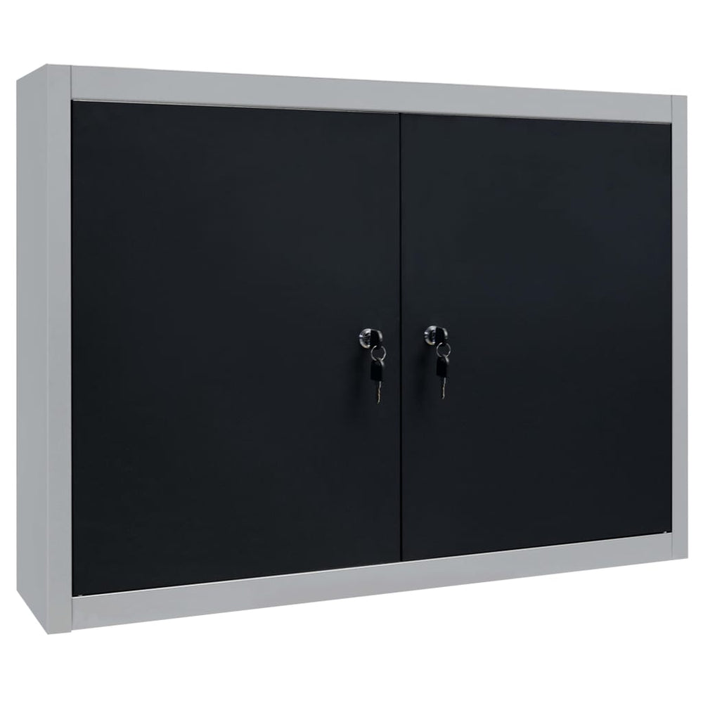 Dulap De Perete Pentru Unelte Gri & Negru Metal Stil Industrial