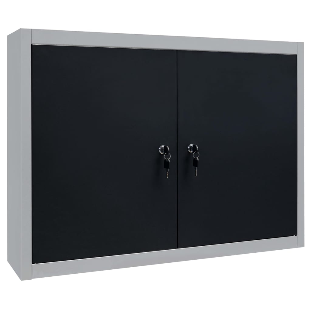 Dulap De Perete Pentru Unelte Gri & Negru Metal Stil Industrial