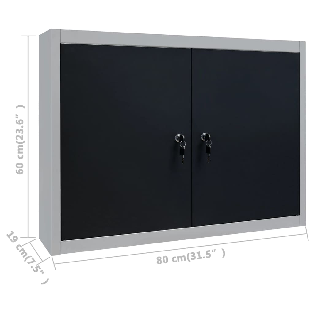 Dulap De Perete Pentru Unelte Gri & Negru Metal Stil Industrial