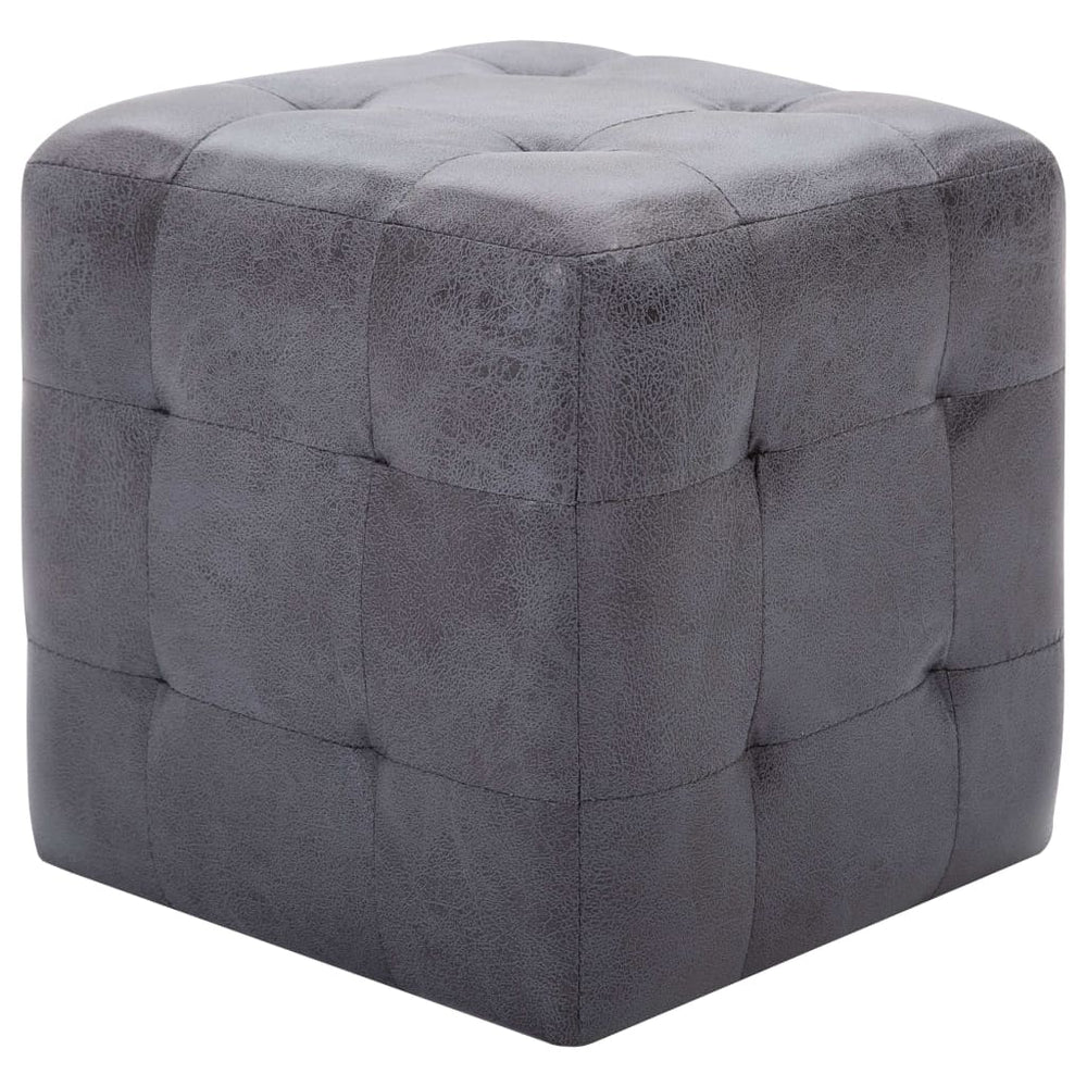 Taburet, 2 Buc., , 30X30X30 Cm, Piele Întoarsă Ecologică