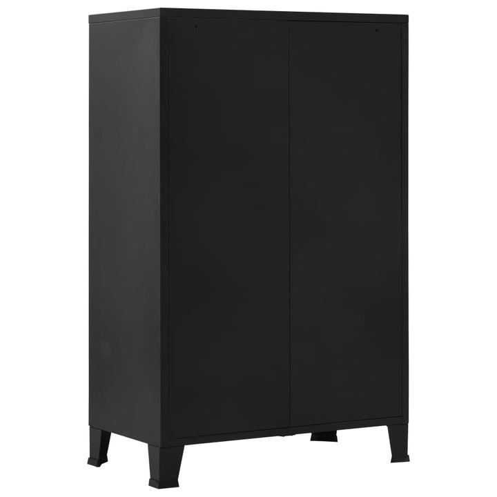 Dulap Birou Cu Uși De Plasă Negru 75X40X120 Cm Oțel Industrial