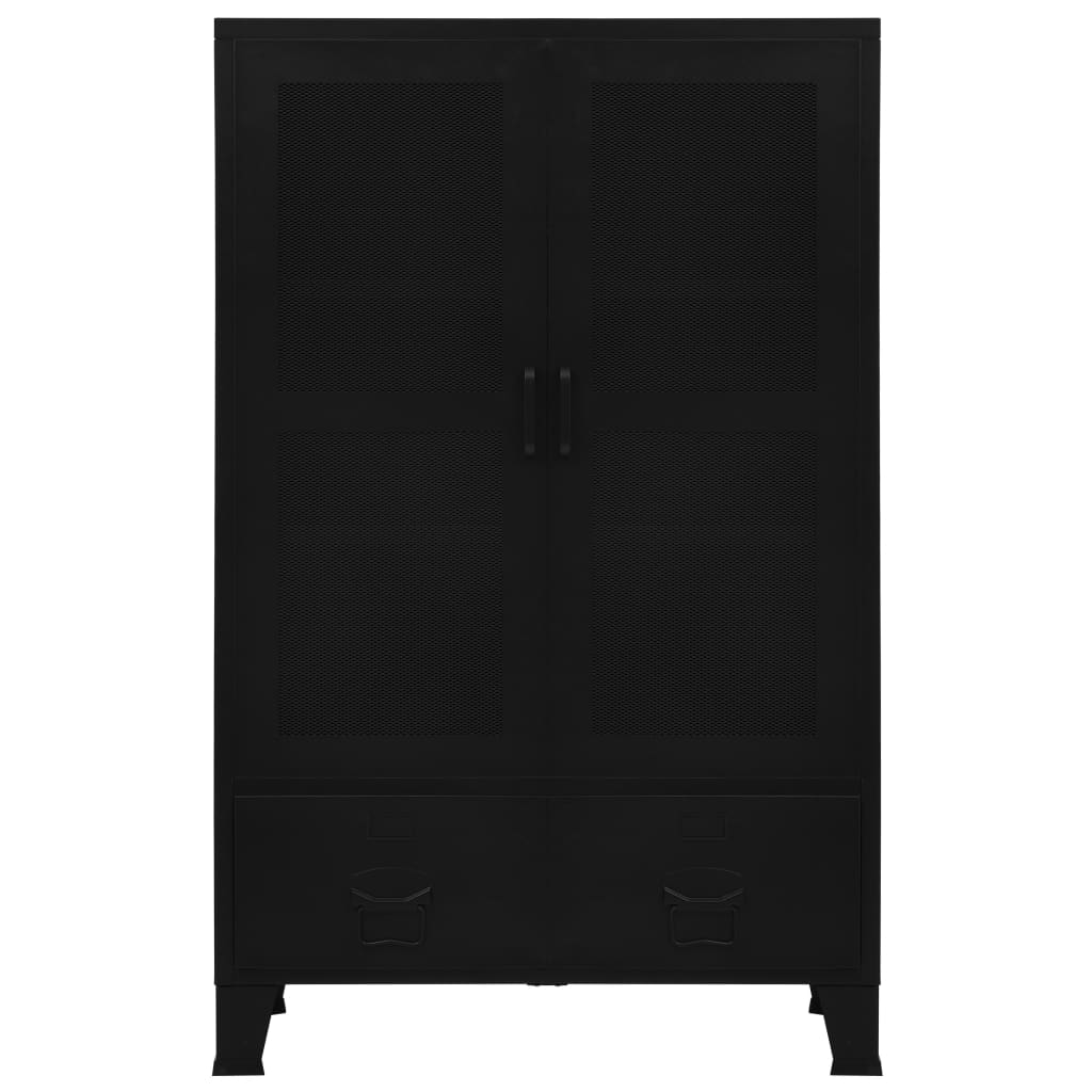 Dulap Birou Cu Uși De Plasă Negru 75X40X120 Cm Oțel Industrial
