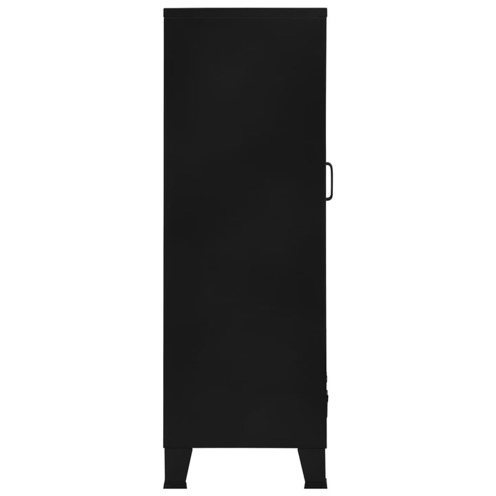 Dulap Birou Cu Uși De Plasă Negru 75X40X120 Cm Oțel Industrial