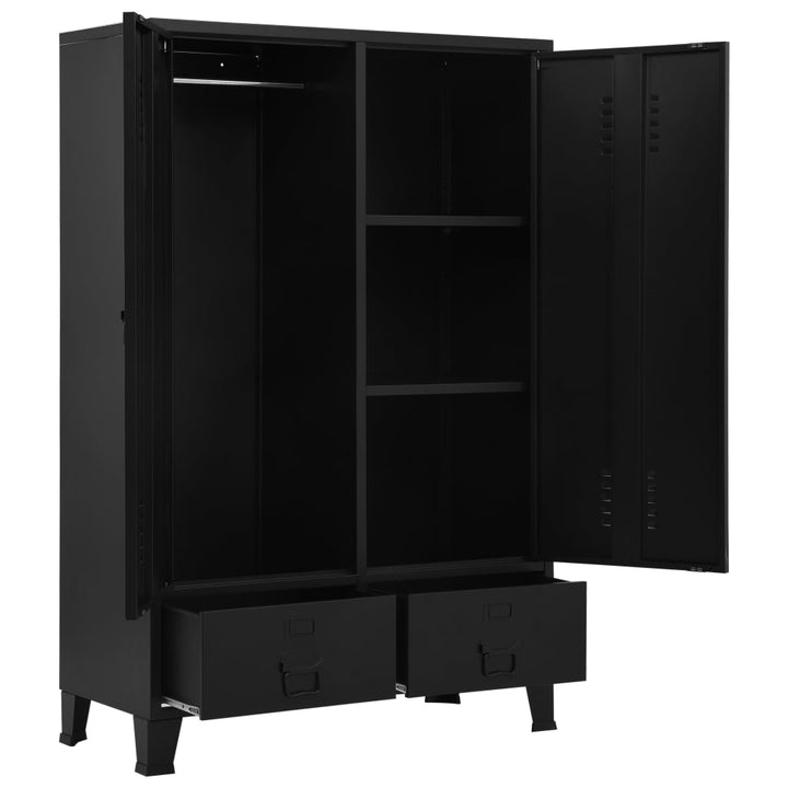 Șifonier, Negru, 90 X 40 X 140 Cm, Oțel, Industrial