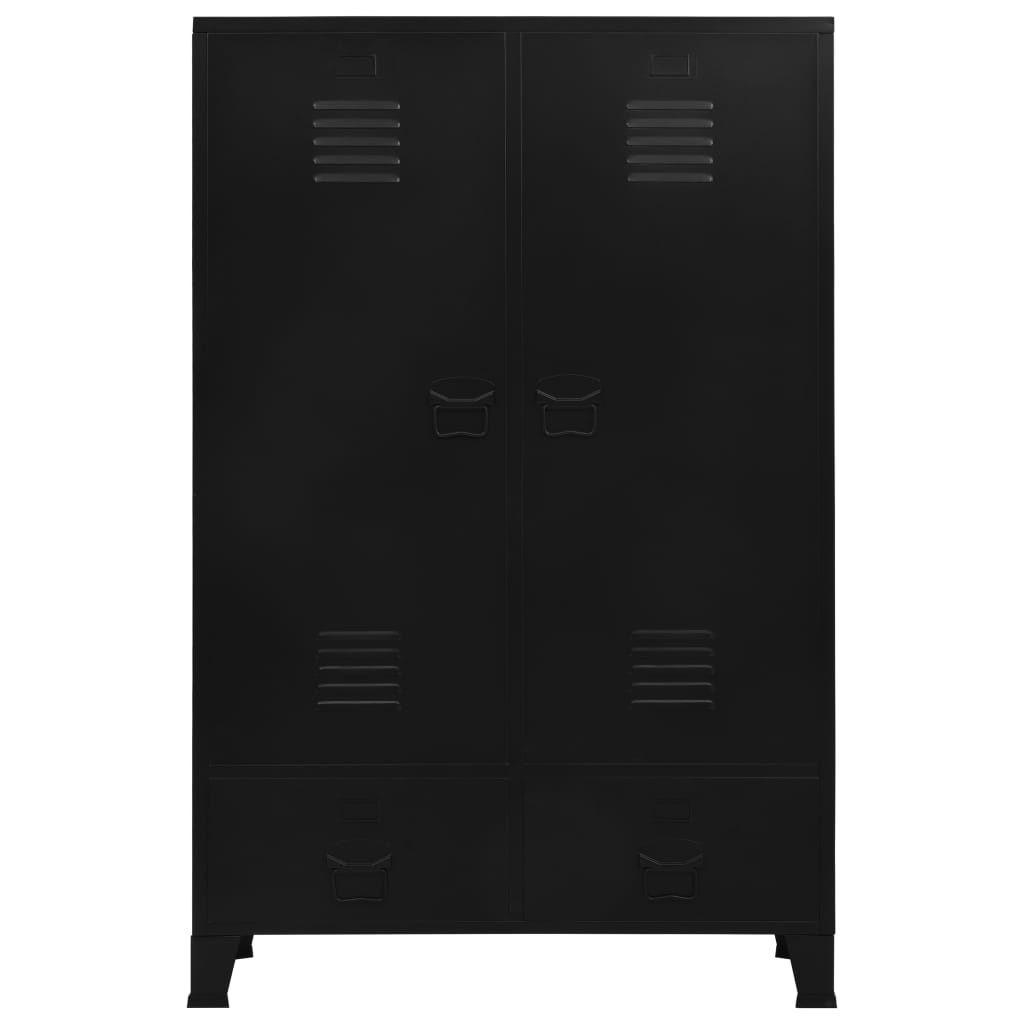Șifonier, Negru, 90 X 40 X 140 Cm, Oțel, Industrial