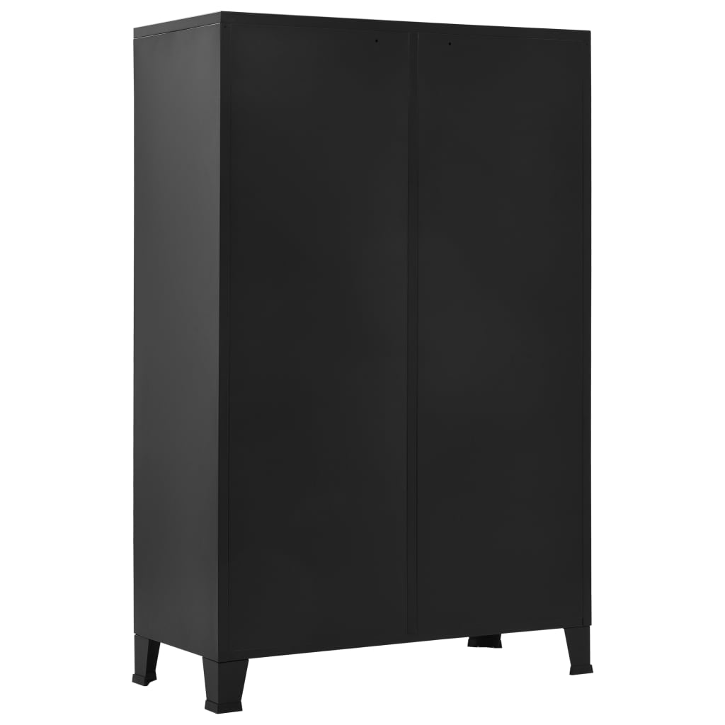 Șifonier, Negru, 90 X 40 X 140 Cm, Oțel, Industrial