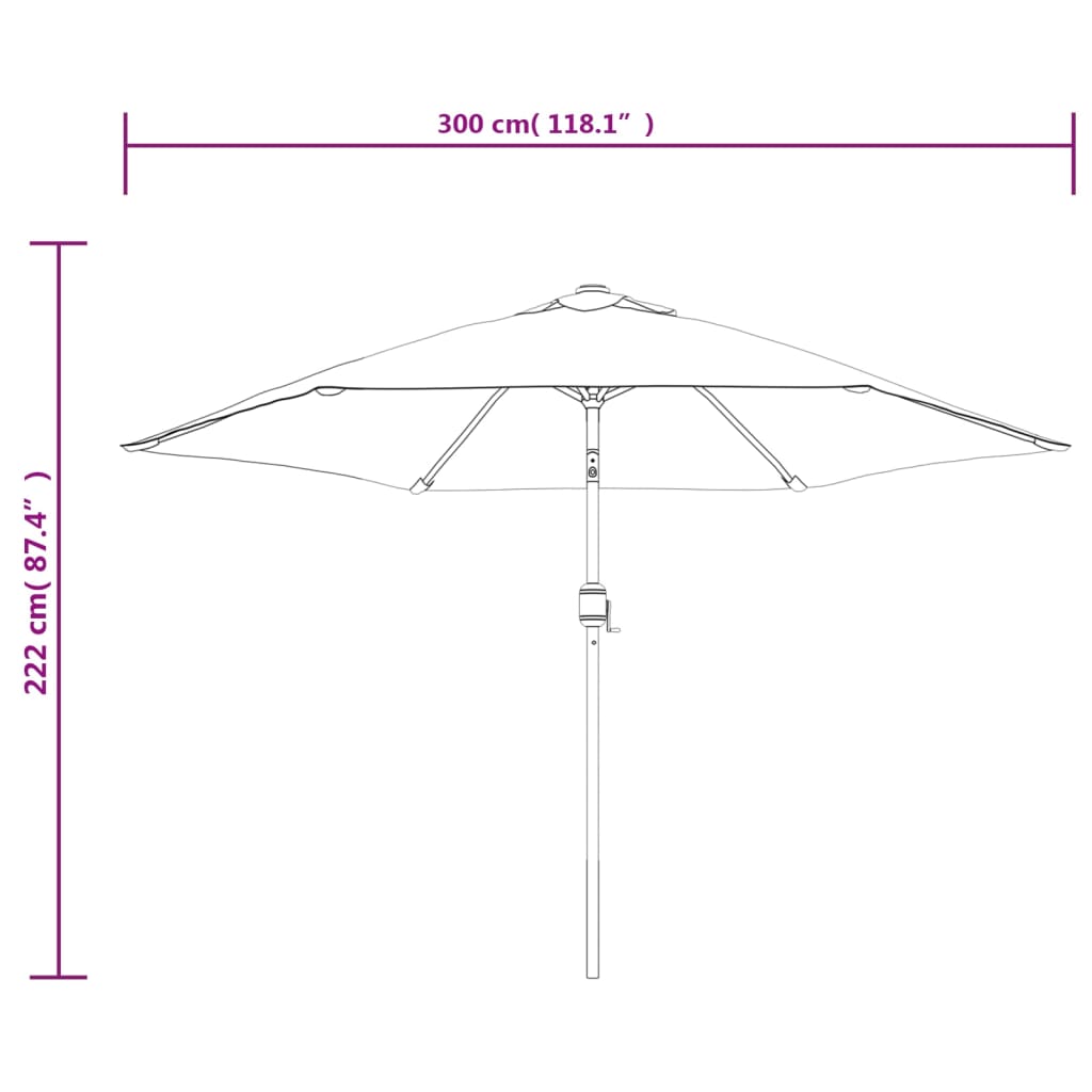 Umbrelă De Soare De Exterior Cu Stâlp Metalic, , 300 Cm