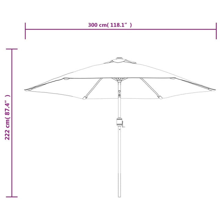 Umbrelă De Soare De Exterior Cu Stâlp Metalic, , 300 Cm