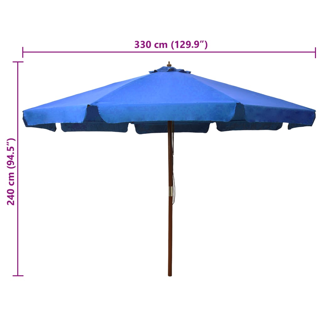 Umbrelă De Soare De Exterior, Stâlp Lemn, Iu, 330 Cm