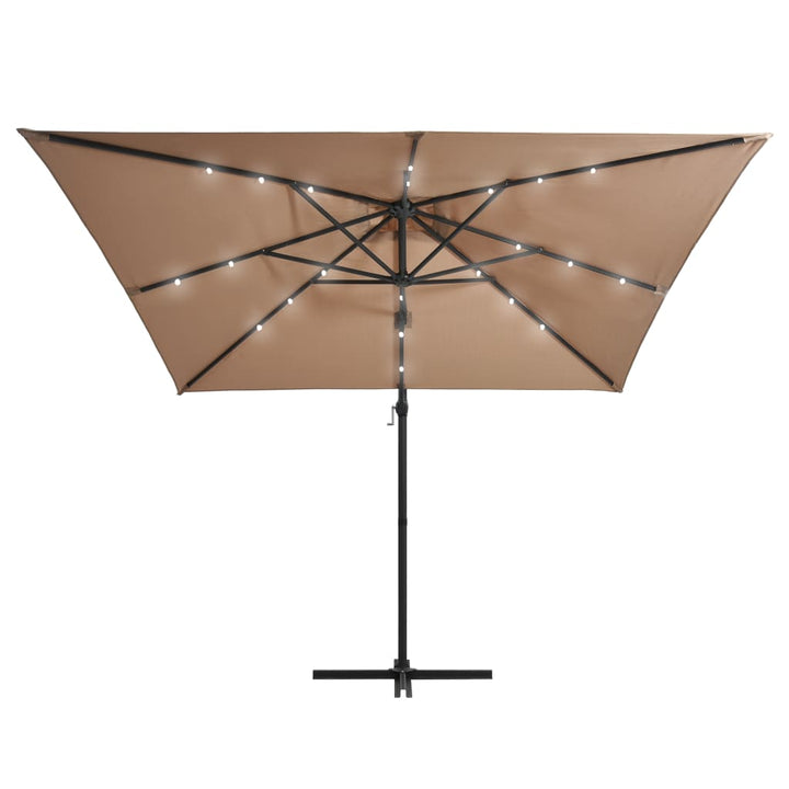 Umbrelă În Consolă Cu Led, Stâlp Din Oțel, Taupe,