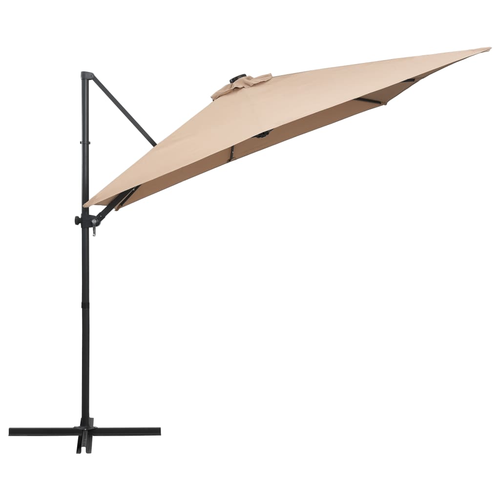 Umbrelă În Consolă Cu Led, Stâlp Din Oțel, Taupe,