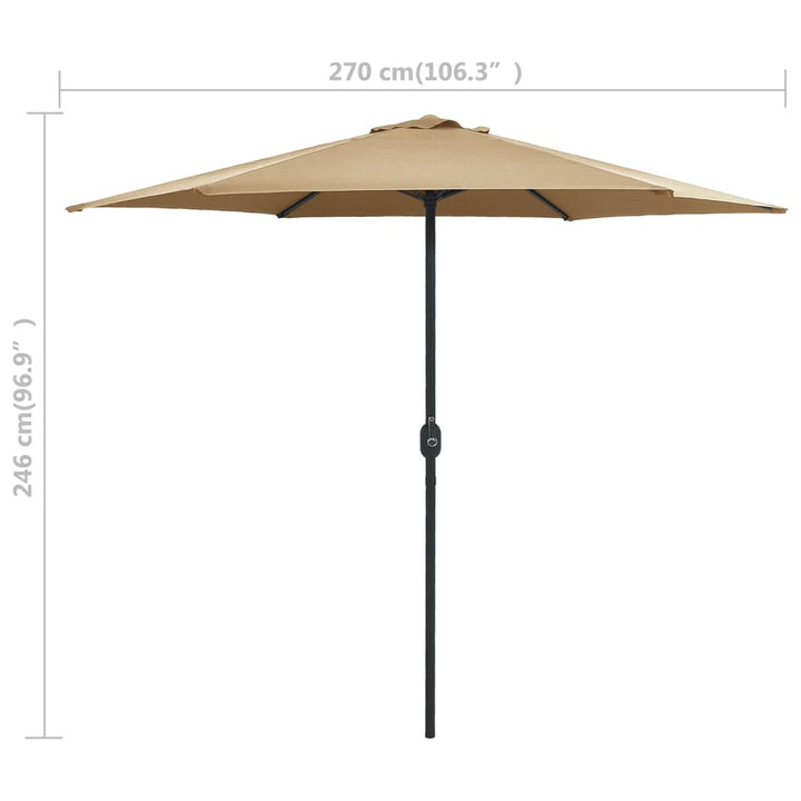 Umbrelă De Soare Cu Stâlp Din Aluminiu, Taupe, 270X246 Cm