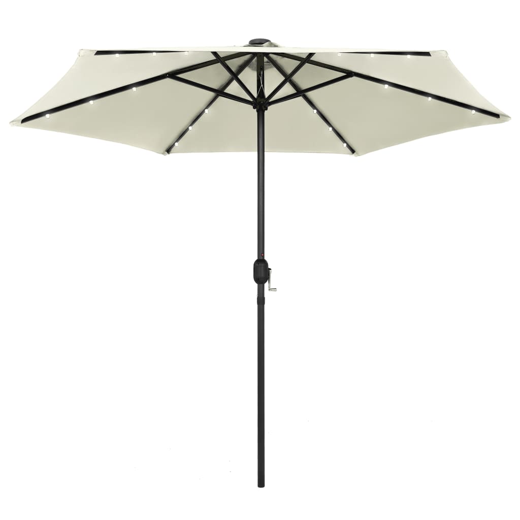 Umbrelă De Soare Cu Led-Uri, Stâlp Din Aluminiu, Taupe, 270 Cm