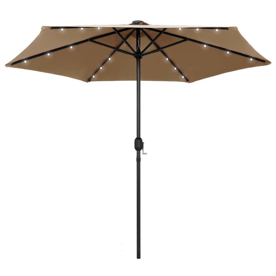 Umbrelă De Soare Cu Led-Uri, Stâlp Din Aluminiu, Taupe, 270 Cm