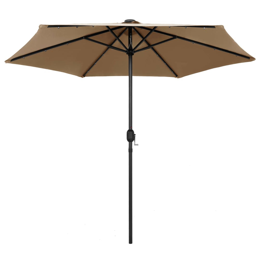 Umbrelă De Soare Cu Led-Uri, Stâlp Din Aluminiu, Taupe, 270 Cm