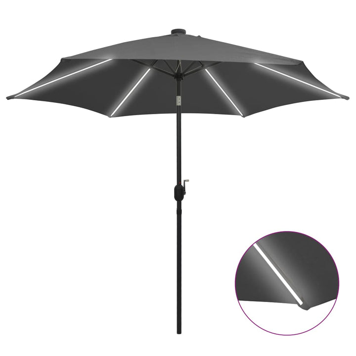 Umbrelă De Soare Cu Led-Uri, Stâlp Din Aluminiu, , 300 Cm