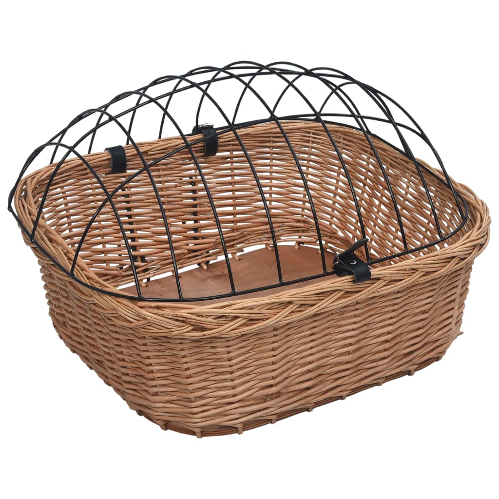 Coș Frontal Bicicletă Cu Capac, 50X45X35 Cm, Salcie Naturală