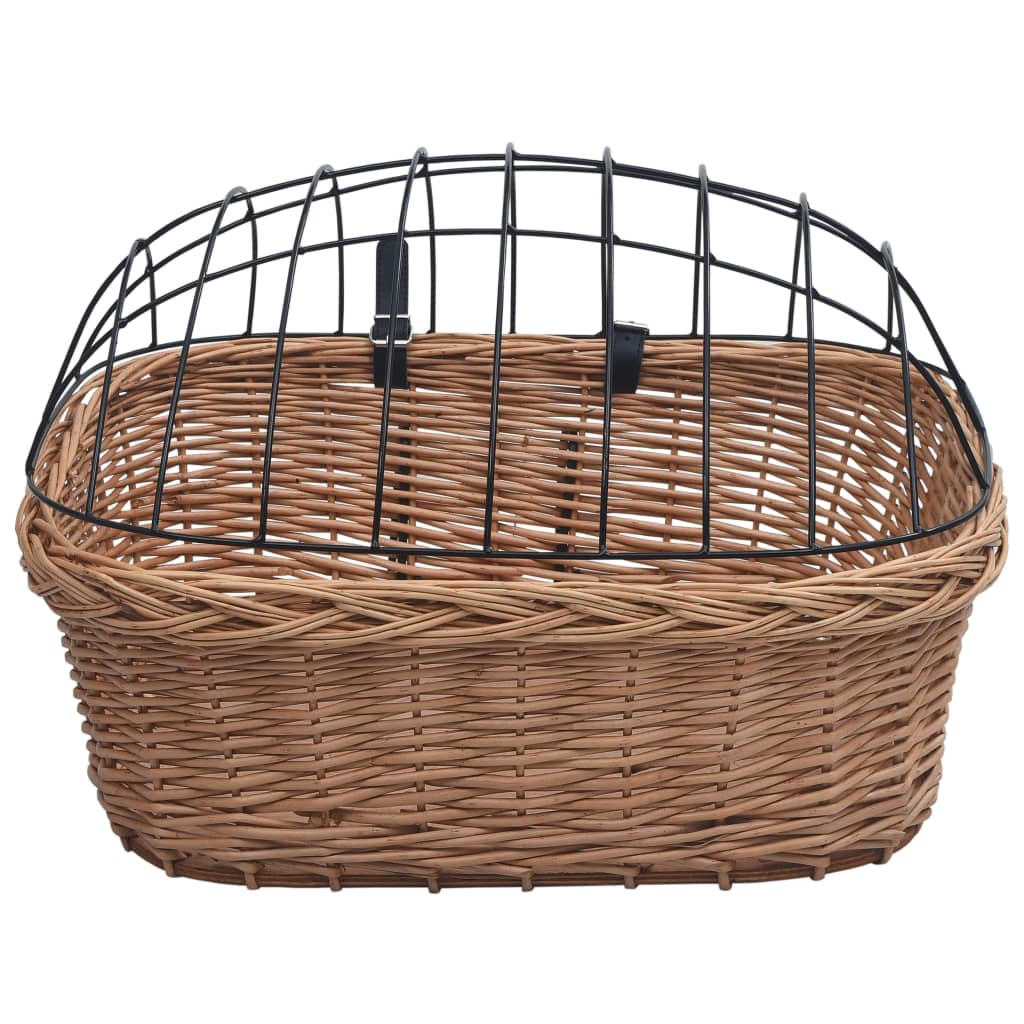 Coș Frontal Bicicletă Cu Capac, 50X45X35 Cm, Salcie Naturală