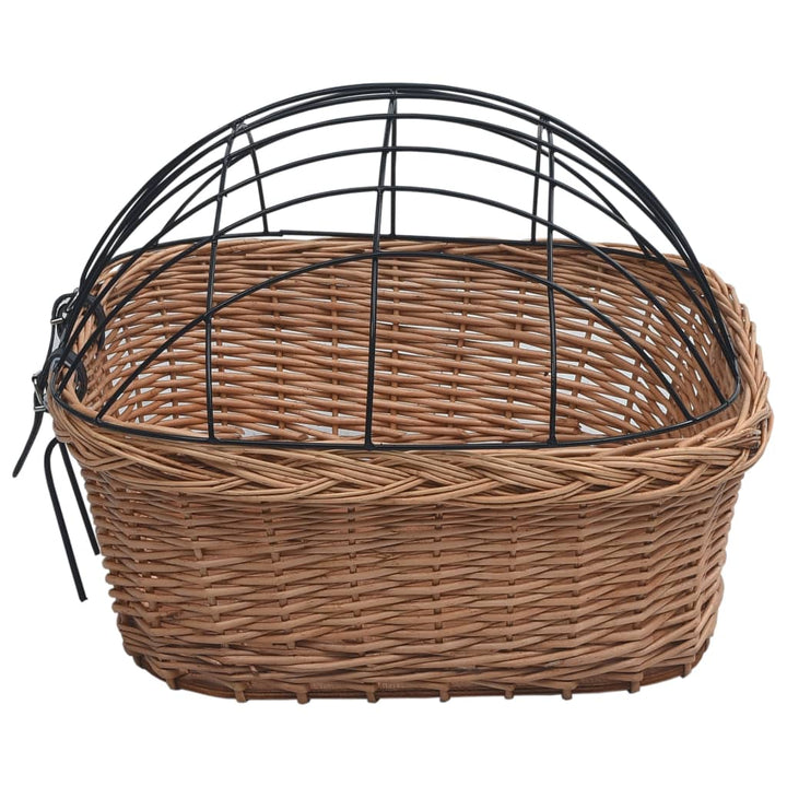 Coș Frontal Bicicletă Cu Capac, 50X45X35 Cm, Salcie Naturală