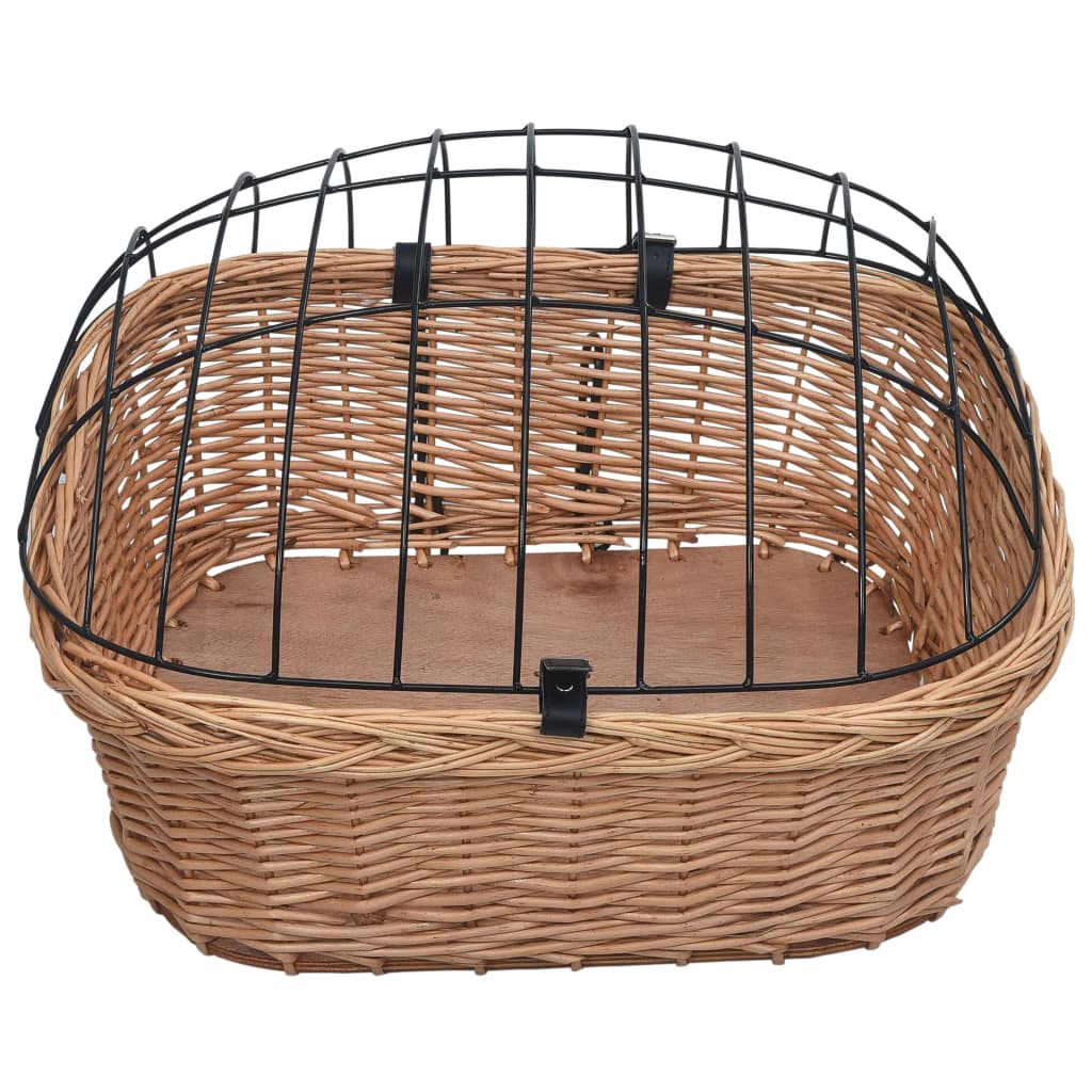 Coș Frontal Bicicletă Cu Capac, 50X45X35 Cm, Salcie Naturală