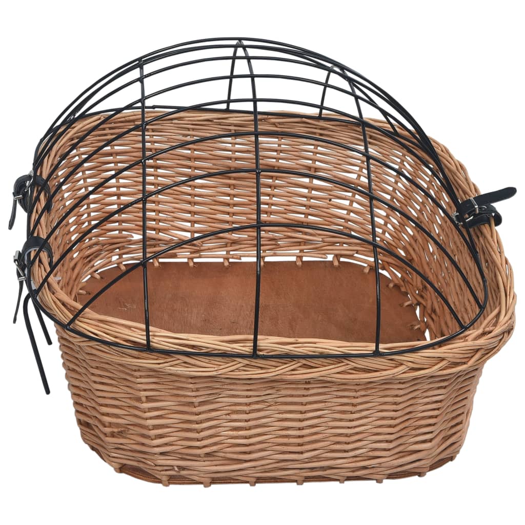 Coș Frontal Bicicletă Cu Capac, 50X45X35 Cm, Salcie Naturală