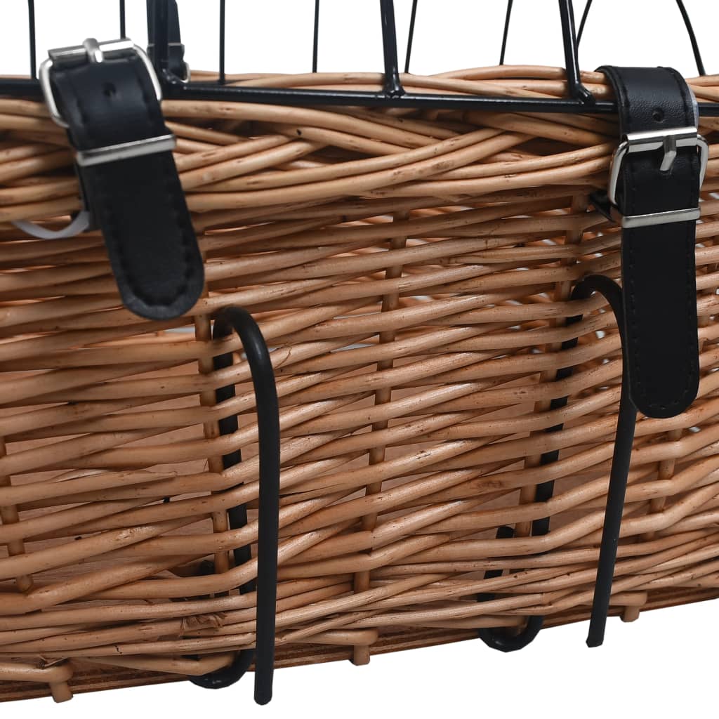 Coș Frontal Bicicletă Cu Capac, 50X45X35 Cm, Salcie Naturală