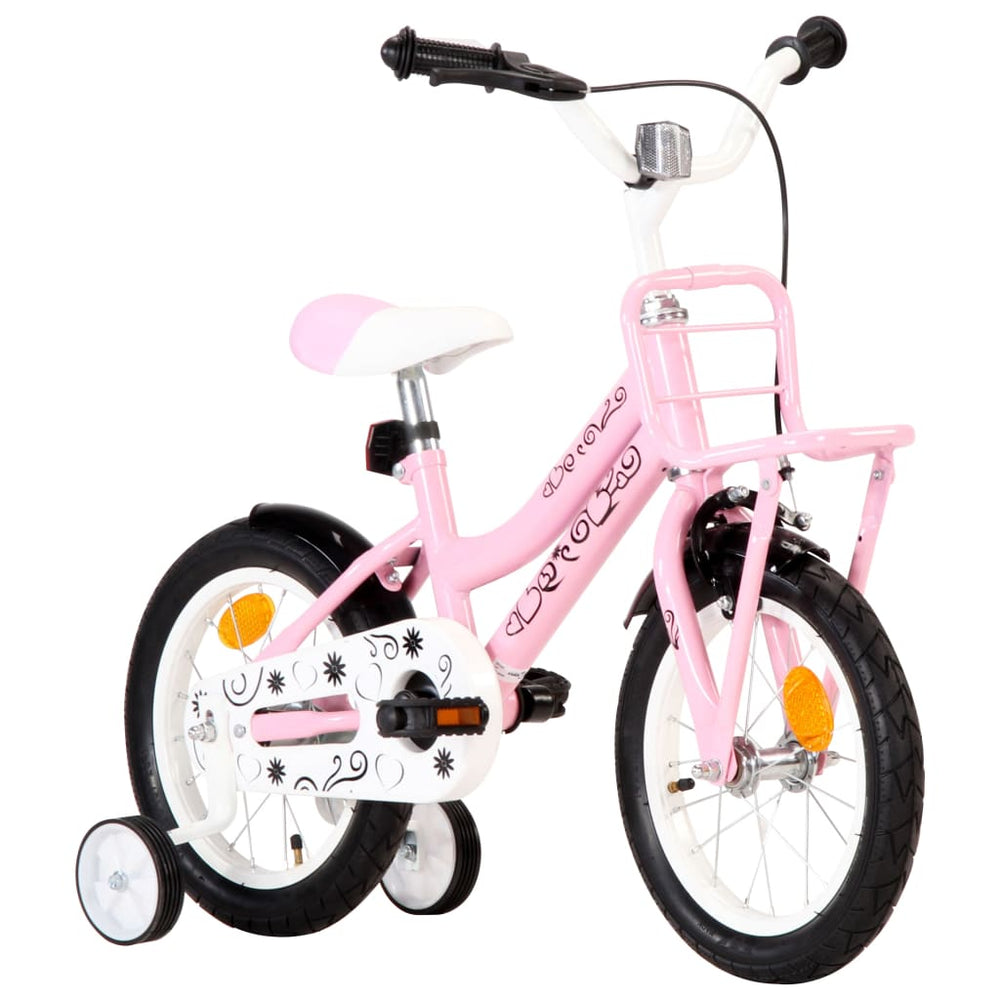 Bicicletă Copii Cu Suport Frontal, Alb Și , 14 Inci
