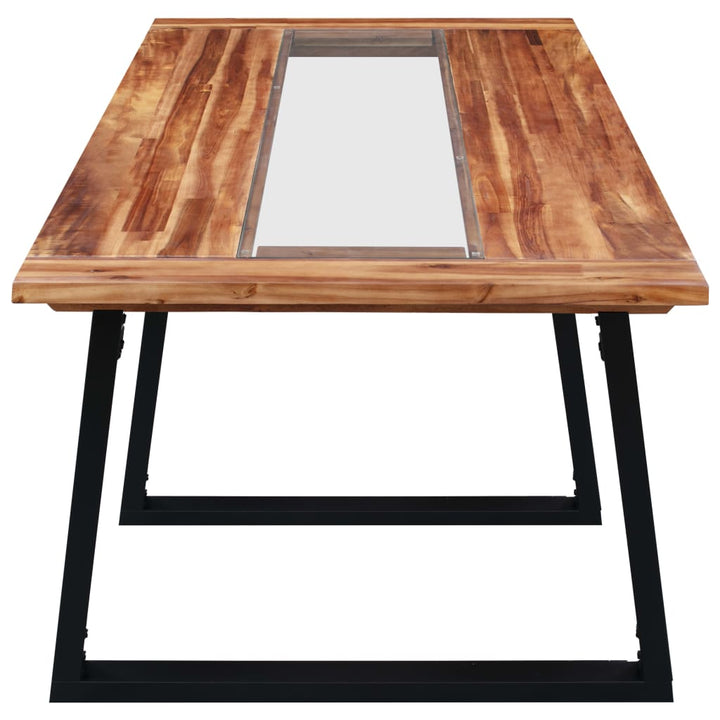 Masă De Bucătărie, 180X90X75 Cm, Lemn Masiv Acacia & Sticlă