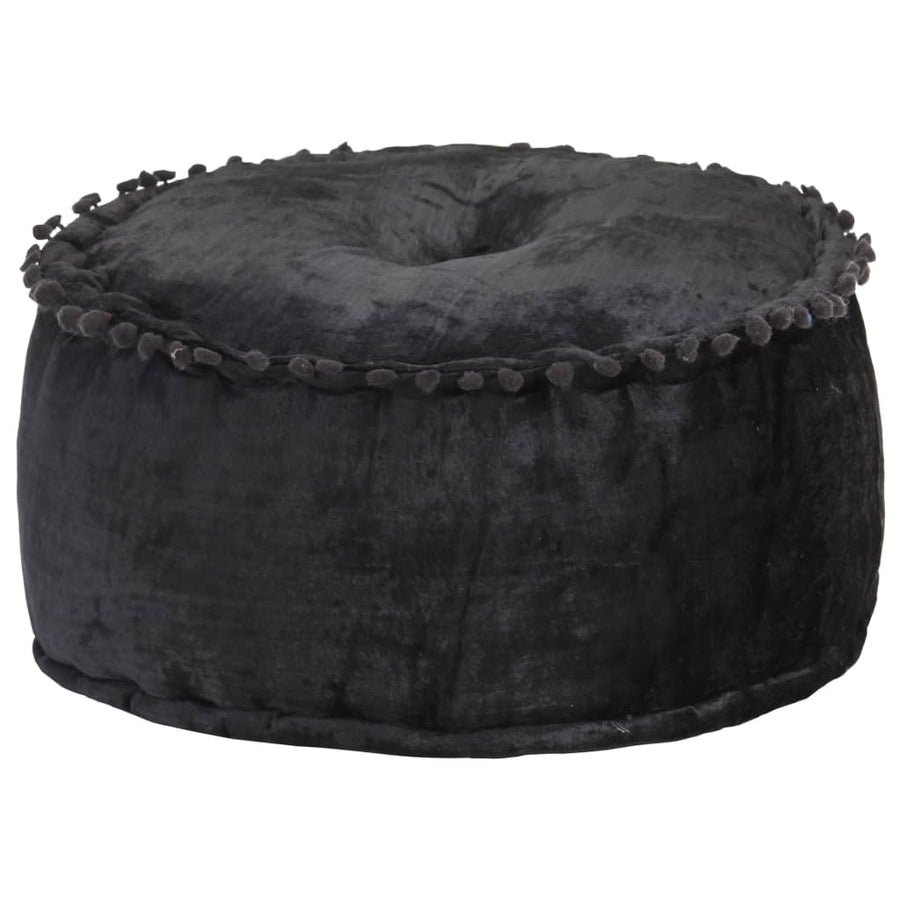 Fotoliu Puf Rotund, Antracit, 40 X 20 Cm, Catifea