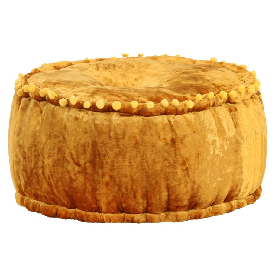 Fotoliu Puf Rotund, Muștar, 40 X 20 Cm, Catifea