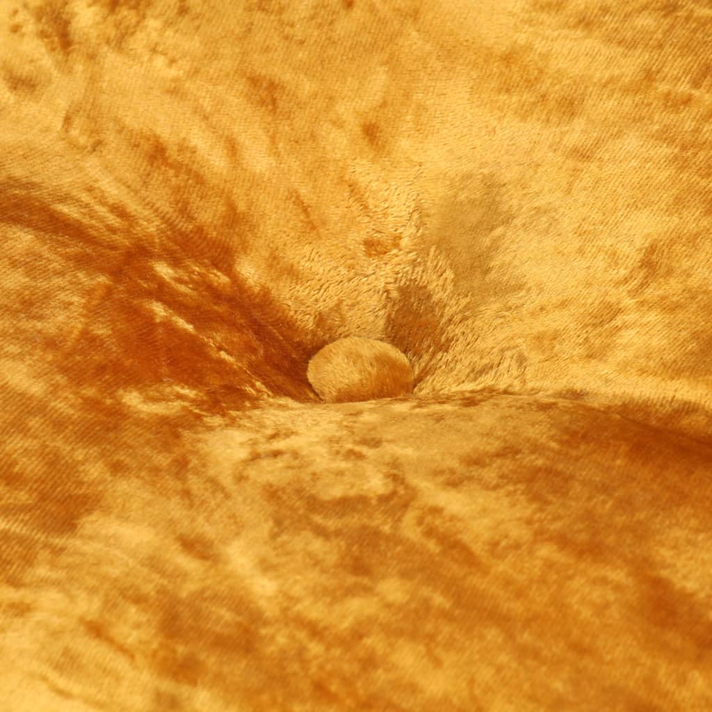Fotoliu Puf Rotund, Muștar, 40 X 20 Cm, Catifea