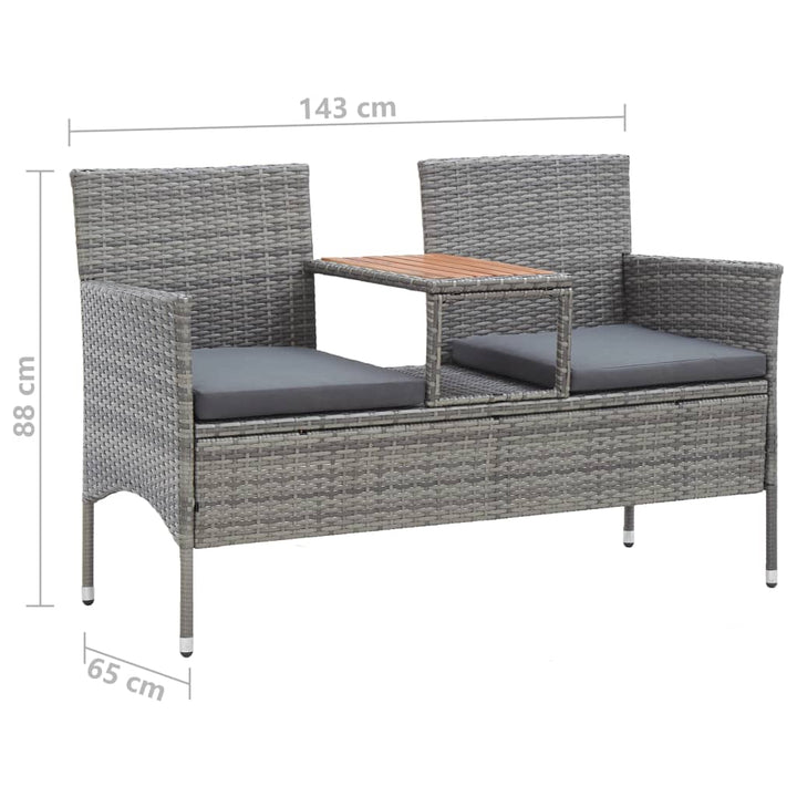 Bancă De Grădină Cu Măsuță, 2 Locuri, , 143 Cm, Poliratan