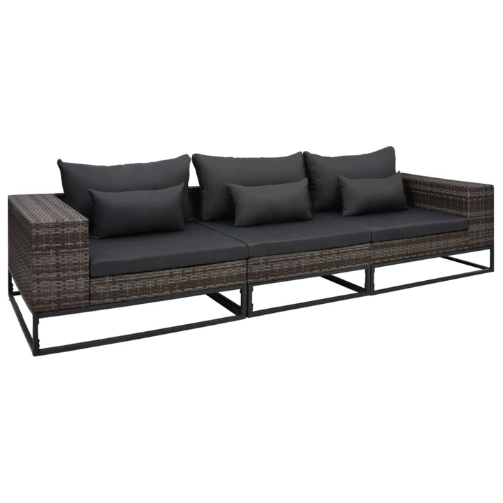 Set Canapele De Grădină Cu Perne, 5 Piese, Gri, Poliratan