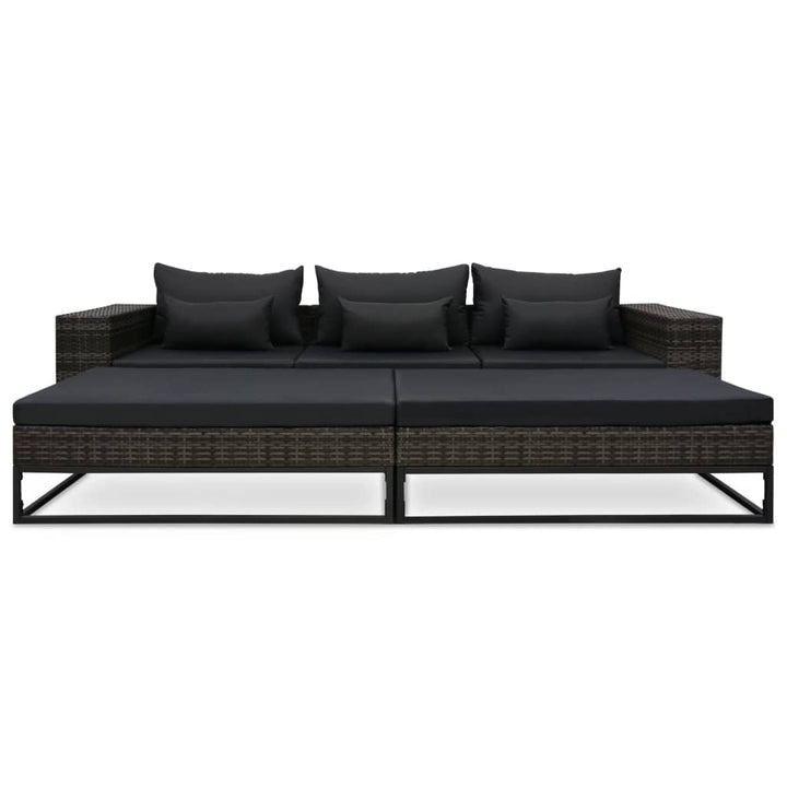 Set Canapele De Grădină Cu Perne, 5 Piese, Gri, Poliratan