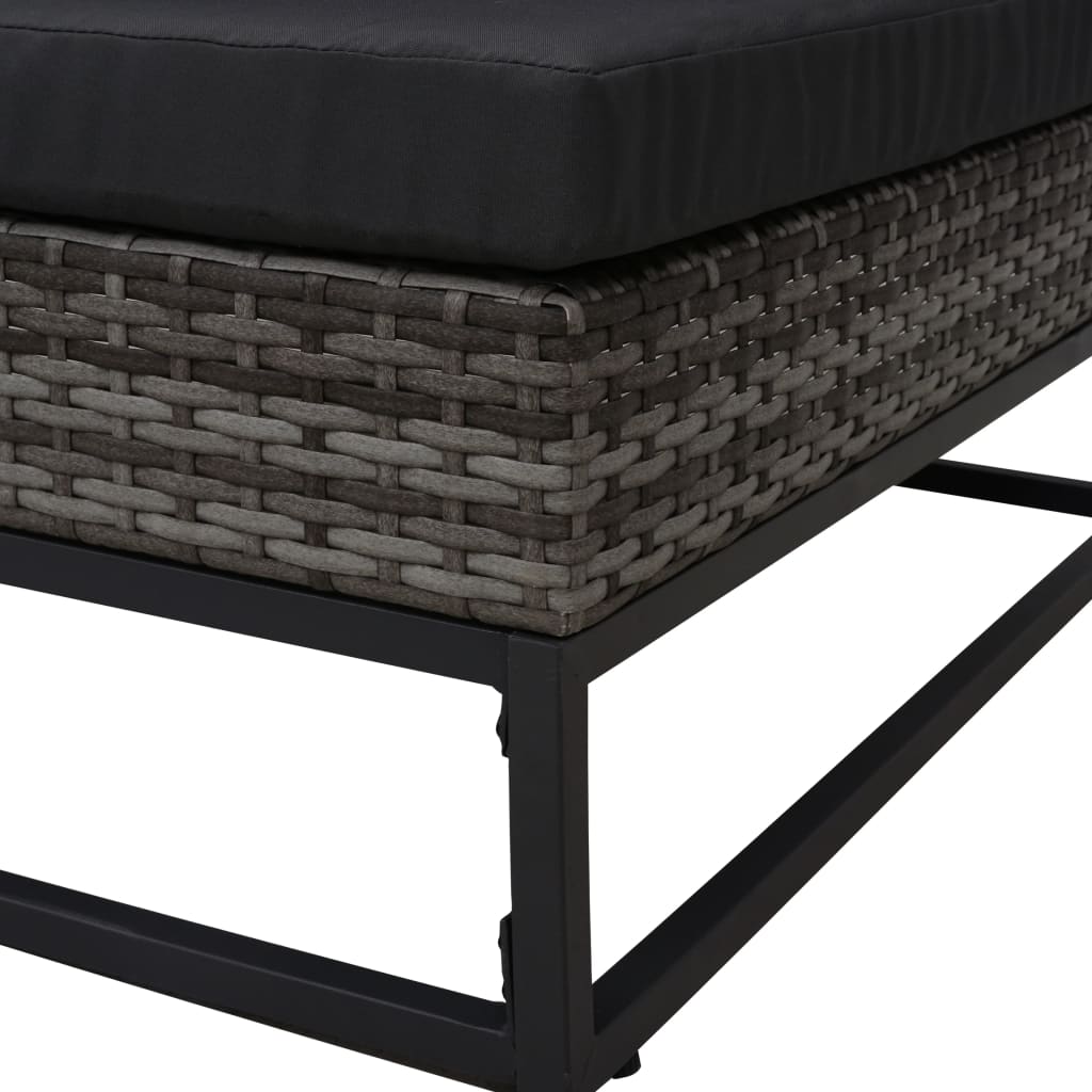 Set Canapele De Grădină Cu Perne, 5 Piese, Gri, Poliratan