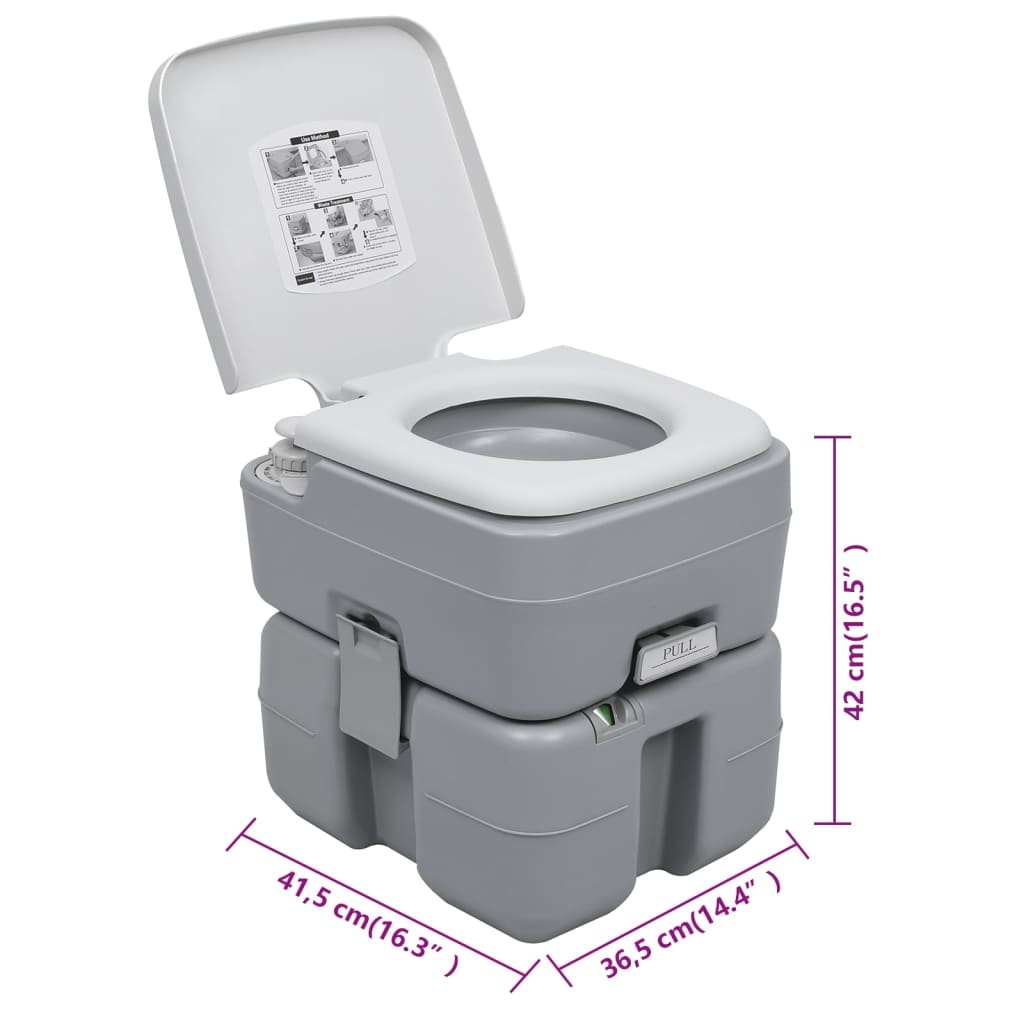 Toaletă Portabilă Pentru Camping, Gri, 20+10 L
