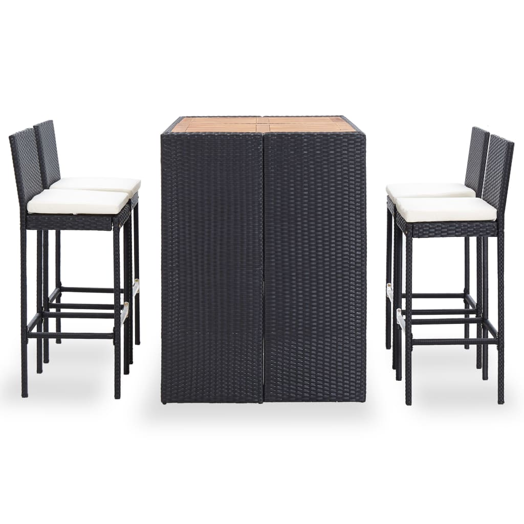 Vixl Set Mobilier De Exterior 5 Piese, , Poliratan, Lemn Acacia