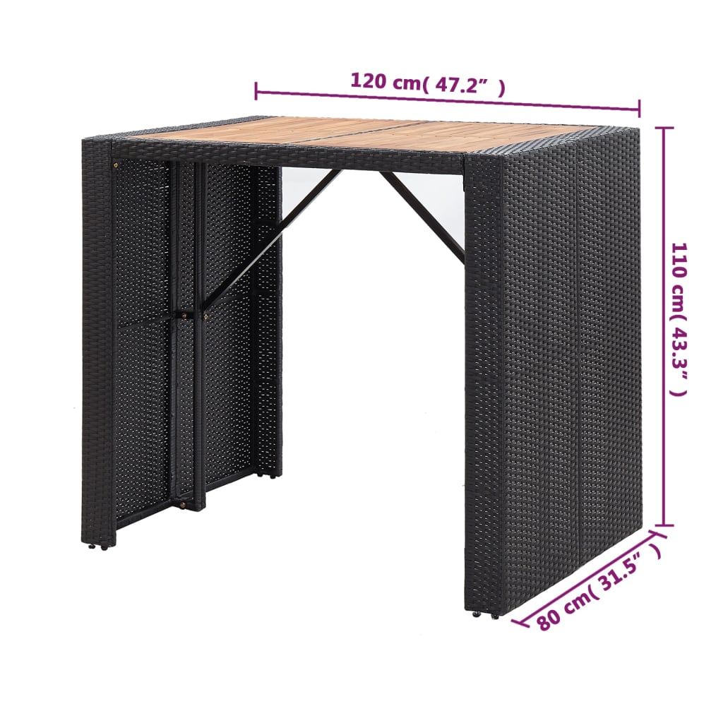 Vixl Set Mobilier De Exterior 5 Piese, , Poliratan, Lemn Acacia