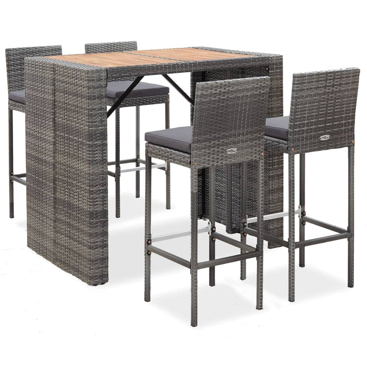Vixl Set Mobilier De Exterior 5 Piese, , Poliratan, Lemn Acacia