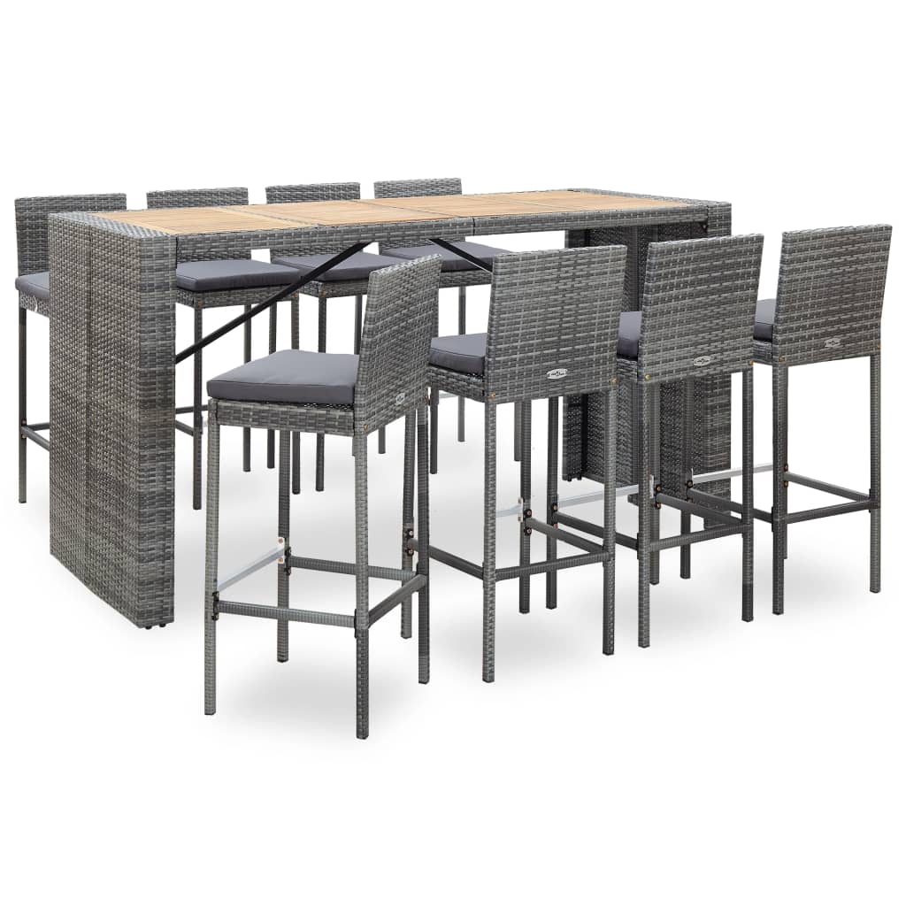 Vixl Set Mobilier De Exterior 5 Piese, , Poliratan, Lemn Acacia