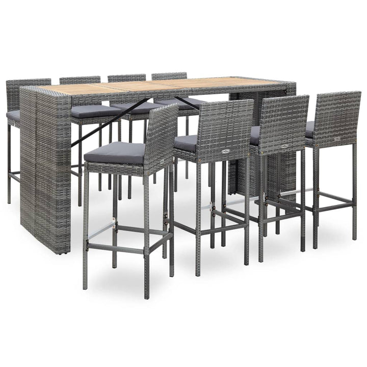 Vixl Set Mobilier De Exterior 5 Piese, , Poliratan, Lemn Acacia