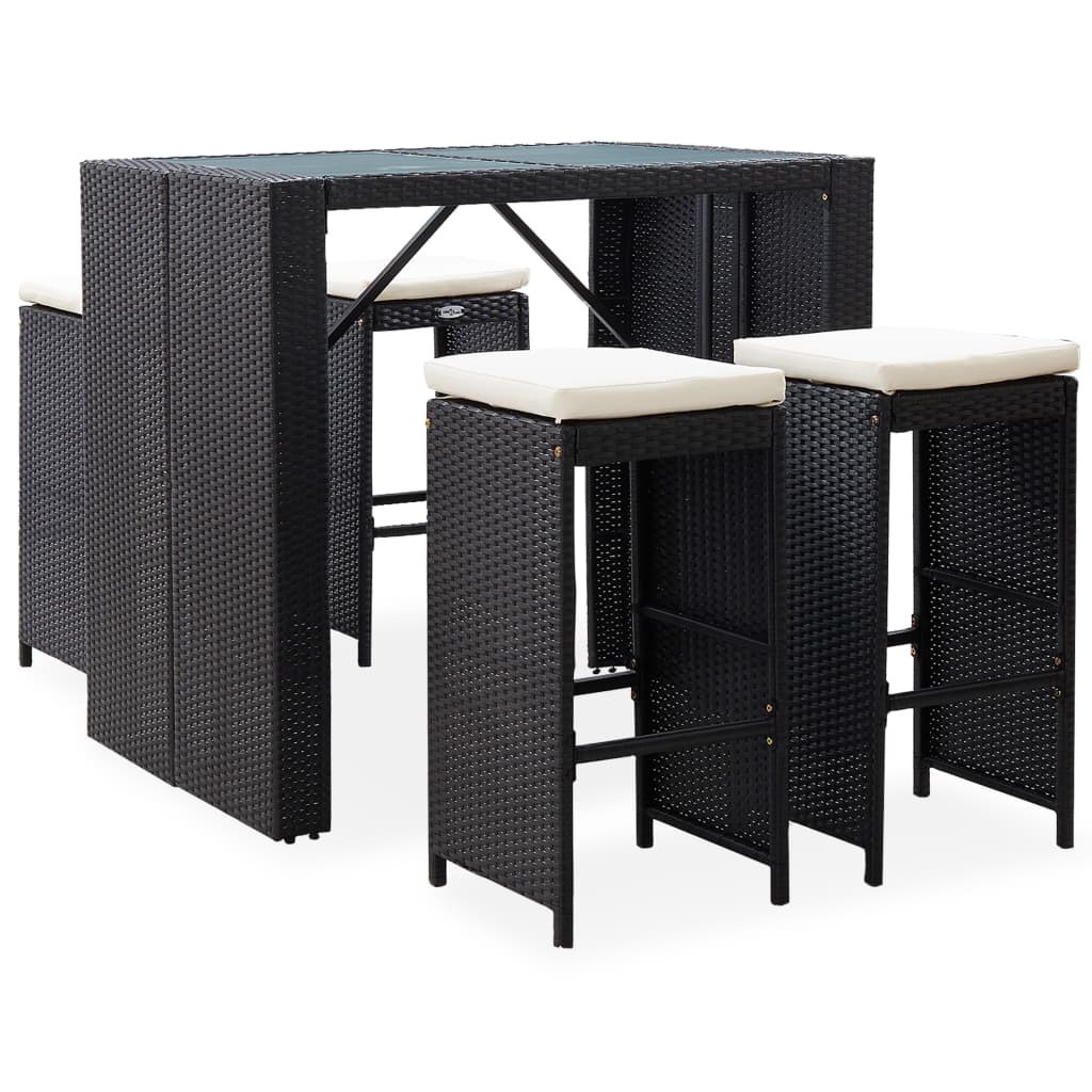 Vixl Set Mobilier De Bar De Exterior, Negru, Poliratan