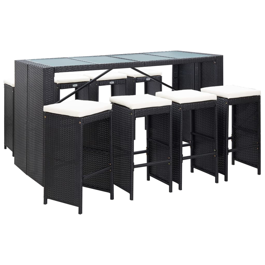 Vixl Set Mobilier De Bar De Exterior, Negru, Poliratan