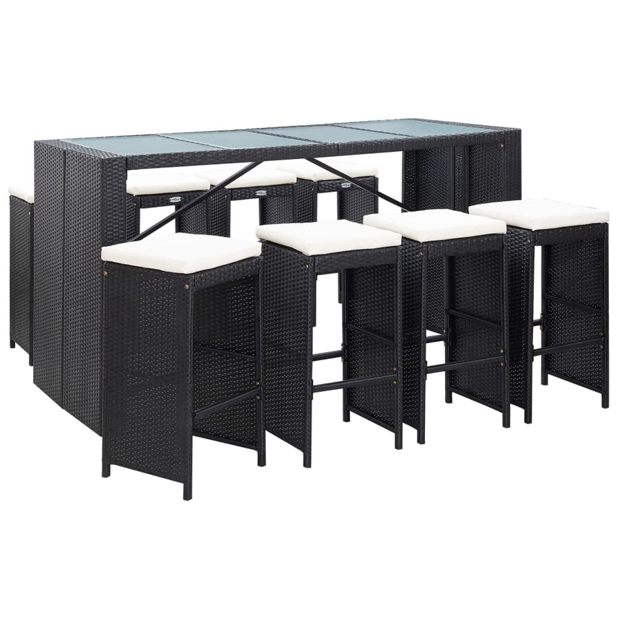 Vixl Set Mobilier De Bar De Exterior, Negru, Poliratan