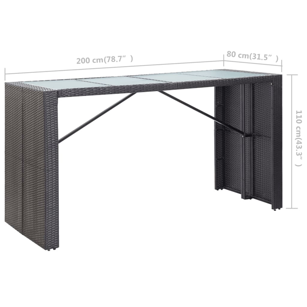 Vixl Set Mobilier De Bar De Exterior, Negru, Poliratan
