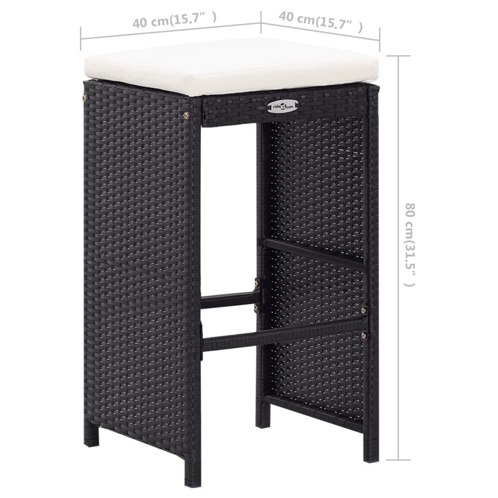 Vixl Set Mobilier De Bar De Exterior, Negru, Poliratan