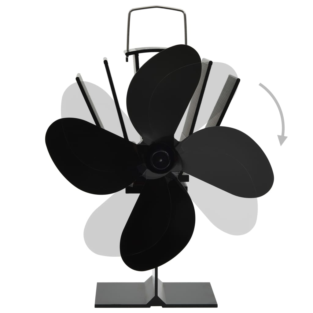 Ventilator De Sobă Cu Alimentare Termică, 4 Palete, Negru